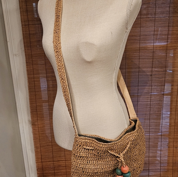 INC Summer Rattan Drawstring Bucket Bag - Picture 2 of 8